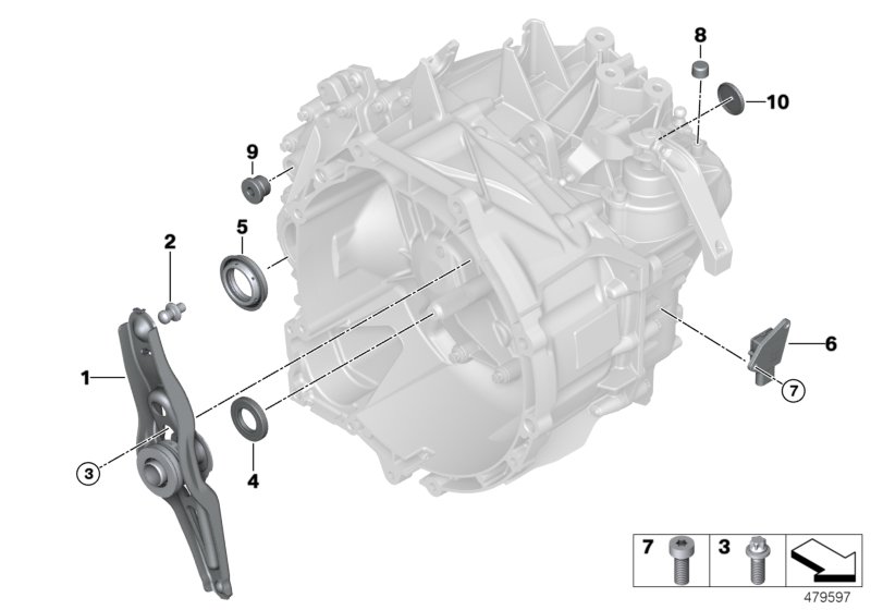 Детали коробки передач GS6-58BG/DG для BMW F55 Cooper B36 (схема запчастей)