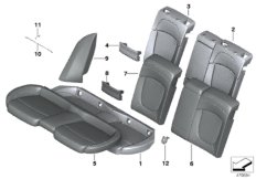 Набивка и обивка задн.сид.,люк в спинке для BMW F54 One B38 (схема запасных частей)
