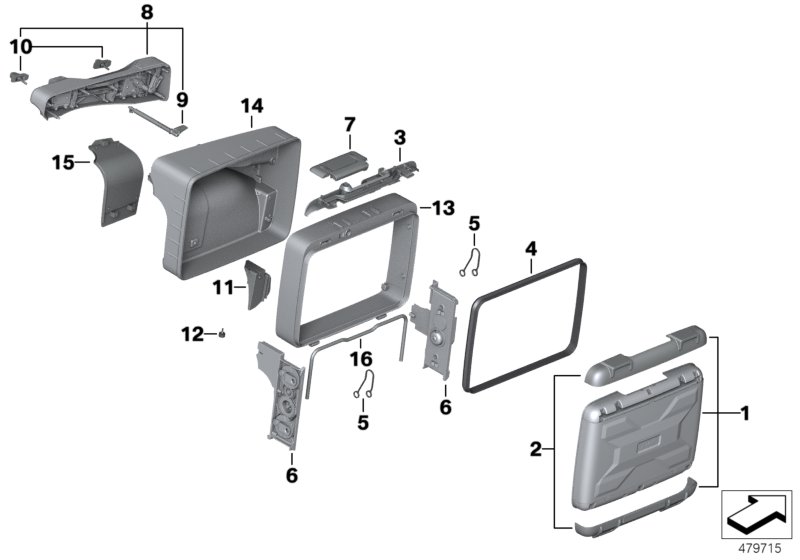 Детали телескопического кофра для BMW K51 R 1200 GS Adve. (0A02, 0A12) 0 (схема запчастей)