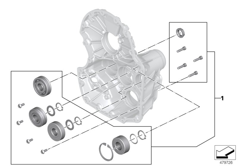 Компл.подшипников крышка коробки передач для BMW K53 R 1250 R 19 (0J71, 0J73) 0 (схема запчастей)