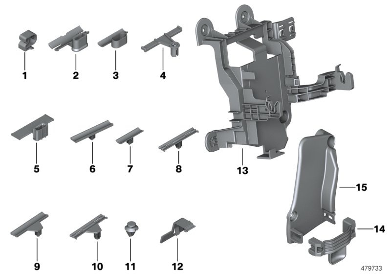 Различные держатели провода для BMW I01 i3 60Ah IB1 (схема запчастей)