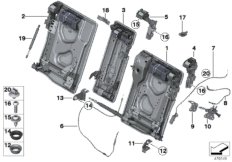 Каркас подушки заднего сиденья для BMW F11N 520dX N47N (схема запасных частей)