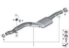 Катализатор/передний доп.глушитель для BMW G31 520dX B47D (схема запасных частей)