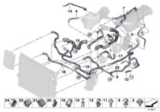 Шланги системы охлаждения для BMW F32N 440i B58 (схема запасных частей)