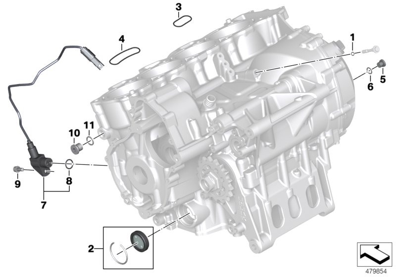 Картер двигателя дополнительные элементы для BMW K47 S 1000 R (0D02, 0D12) 0 (схема запчастей)