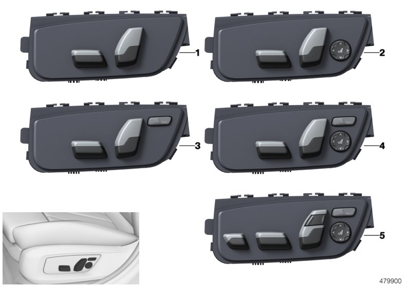 Кнопка регулировки сиденья водителя для BMW G30 520i B48C (схема запчастей)