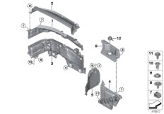 Дополнительные элементы моторного отсека для BMW M13 Zinoro 60H/100H B38X (схема запасных частей)