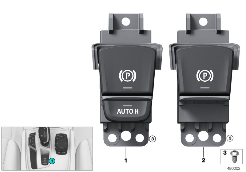 Выключатель парковочного тормоза для BMW G01 X3 20i B48C (схема запчастей)