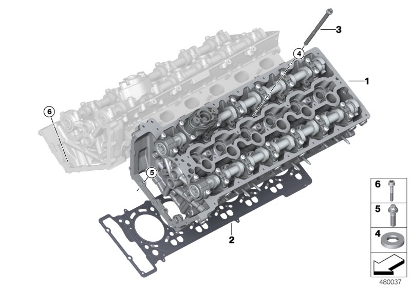 головка блока цилиндров для BMW RR12 Phantom EWB N74L (схема запчастей)
