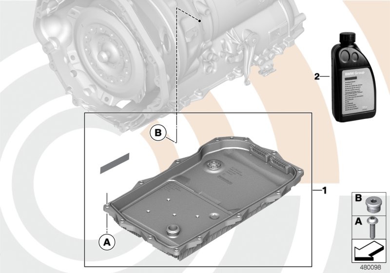 К-т для замены масла АКПП для BMW F10 M550dX N57X (схема запчастей)