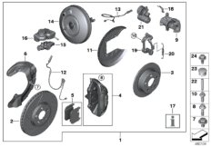 Комплект дооснащ.спорт.торм.механизмами для MINI F54 One D B37 (схема запасных частей)