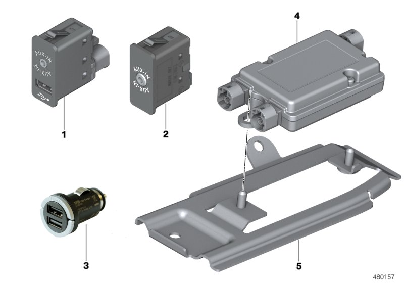 USB-/Audio-интерфейс для BMW F25 X3 20iX N20 (схема запчастей)