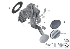Педальный механизм АКПП для BMW F54 Cooper SD ALL4 B47 (схема запасных частей)