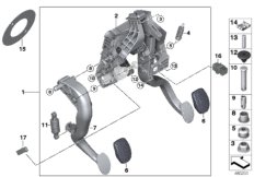 Педальный механизм для а/м с МКПП для BMW F48 X1 18d B47 (схема запасных частей)