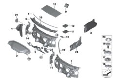 Звукоизоляция Пд для BMW F45 216i B38 (схема запасных частей)