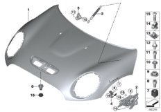 Капот/дополнительные элементы для BMW F56 Cooper D B37B (схема запасных частей)