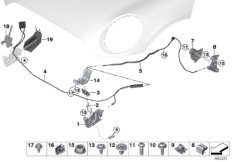 Система замков капота для BMW F54N Cooper S ALL4 B48C (схема запасных частей)