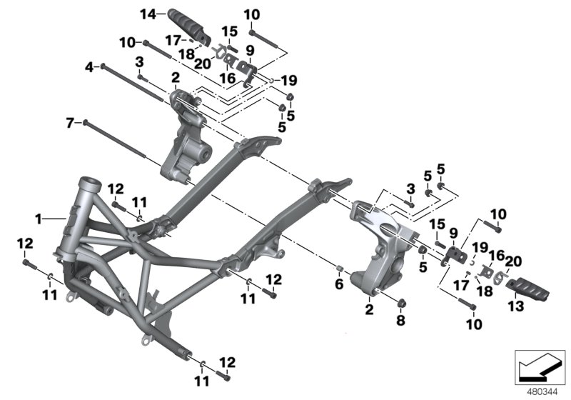 Основной каркас для BMW K19 C 650 GT 16 (0C05, 0C15) 0 (схема запчастей)