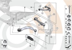 Ремкомплект тяги и попер.рычага подв. для BMW F11 530d N57N (схема запасных частей)