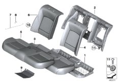 Набивка и обивка базового сиденья Зд для BMW F02 740Li N54 (схема запасных частей)