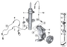Стойка амортизатора Пд VDC/доп.элементы для BMW F34 318d N47N (схема запасных частей)