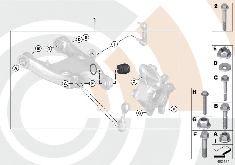 Ремкомплект шарового шарнира для BMW F11 528iX N20 (схема запчастей)