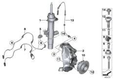 Стойка амортизатора Пд VDC/доп.элементы для BMW F30 318dX N47N (схема запасных частей)