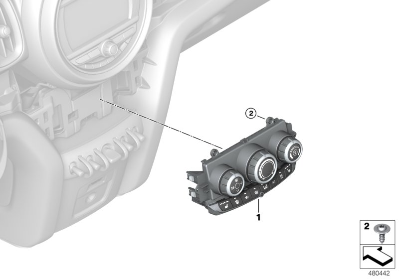 Панель управления кондиционера для BMW F60 Cooper B36 (схема запчастей)