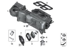 Детали корпуса кондиционера для BMW F30 330dX N57N (схема запасных частей)