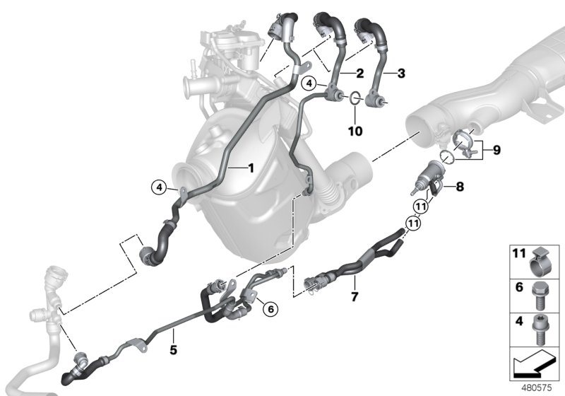 Шланги системы охлаждения/доп.элементы для BMW G12 725Ld B47 (схема запчастей)