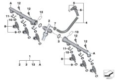 Клапаны/трубопроводы системы впрыска для BMW K48 K 1600 GTL 17 (0F02, 0F12) 0 (схема запасных частей)