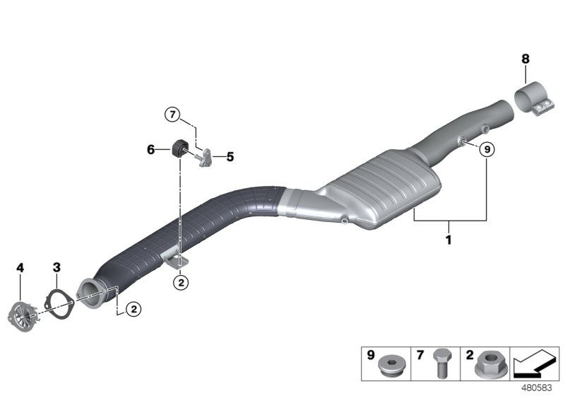 Катализатор/передний доп.глушитель для BMW G32 630dX B57 (схема запчастей)