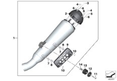Глушитель/дополнительные элементы для MOTO K33 R nineT Urban G/S (0J41, 0J43) 0 (схема запасных частей)