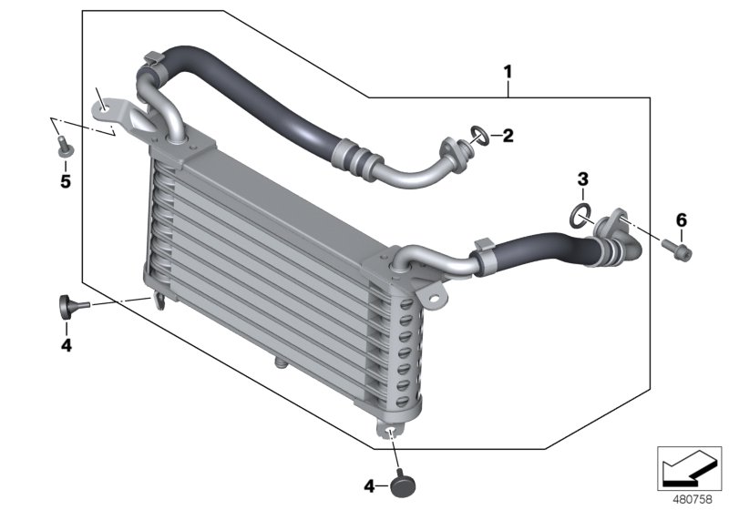 Масляный радиатор для MOTO K46 S 1000 RR 10 (0507,0517) 0 (схема запчастей)