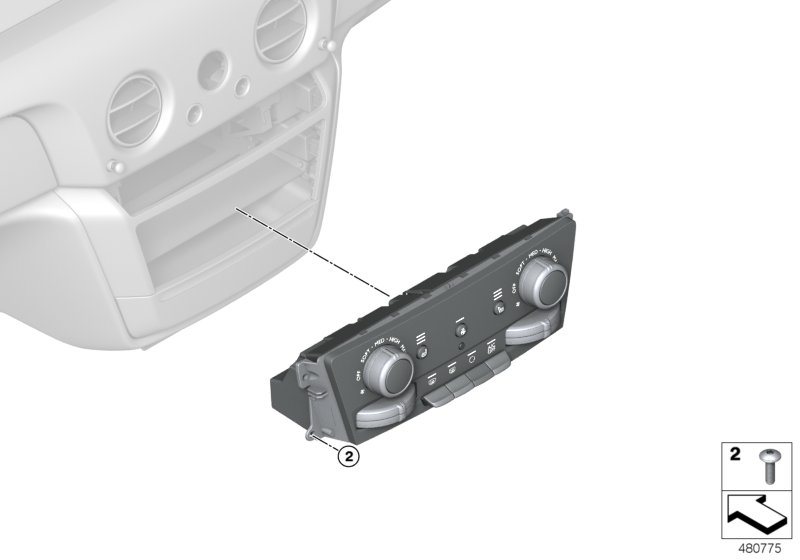 Панель управления кондиционера для BMW RR31 Cullinan N74L (схема запчастей)