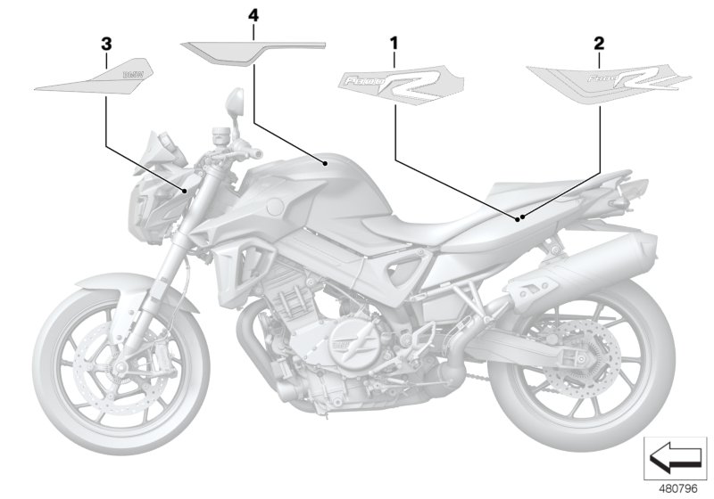 Украшение и надпись для BMW K73 F 800 R 17 (0B54, 0B64) 0 (схема запчастей)