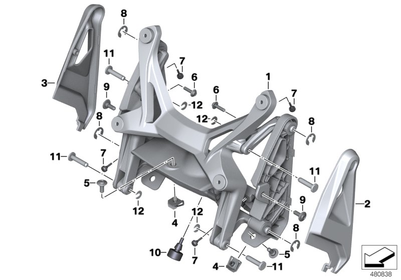 Механизм регулировки ветрозащитн.щитка для BMW K49 S 1000 XR (0D03, 0D13) 0 (схема запчастей)