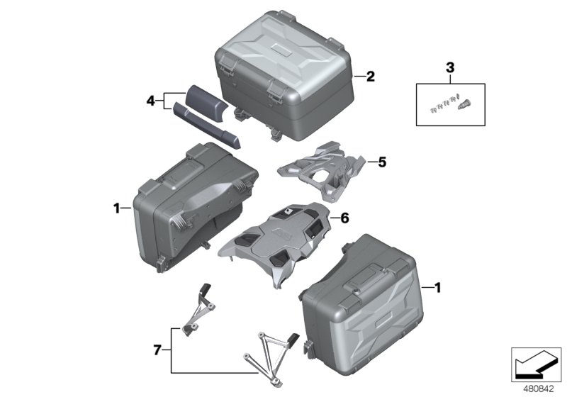 Багажная система R 1200 GS для MOTO K50 R 1200 GS (0A01, 0A11) 0 (схема запчастей)