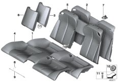 Набивка и обивка базового сиденья Зд для BMW F13N 640iX N55 (схема запасных частей)