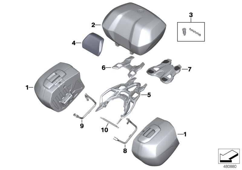 Багажная система S 1000 XR для MOTO K49 S 1000 XR (0D03, 0D13) 0 (схема запчастей)