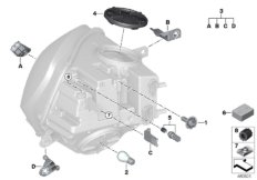 Детали галогенной фары для MINI F60 Cooper SD B47D (схема запасных частей)
