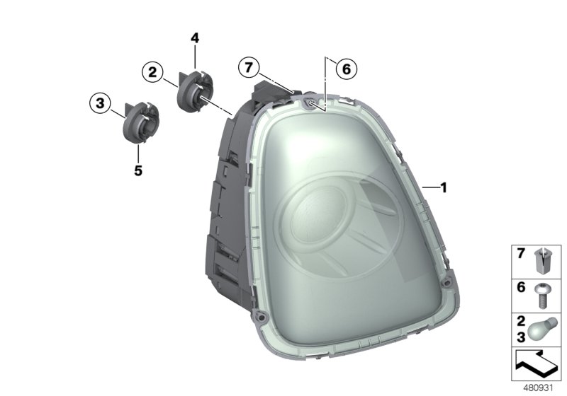 Блок задних фонарей для MINI R55N One N16 (схема запчастей)