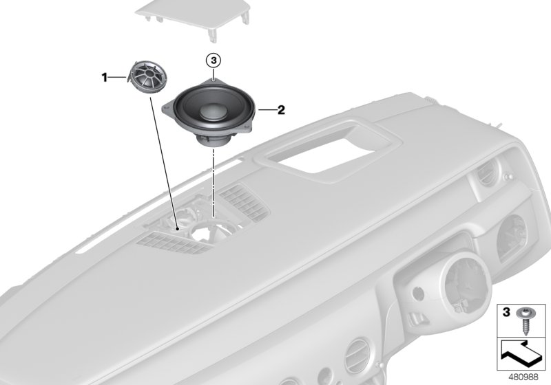 Динамик панели приборов для ROLLS-ROYCE RR11 Phantom N74L (схема запчастей)
