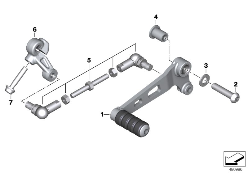 Наружные детали механизма ПП/рычаг ПП для BMW K03 G 310 R (0G01, 0G11) 0 (схема запчастей)