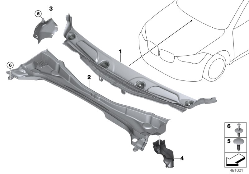 Обшивка обтекателя Наруж для BMW F48 X1 25iX B42 (схема запчастей)