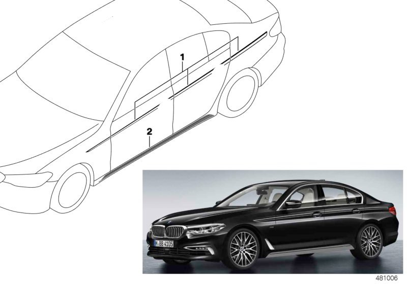 Декоративная полоса для BMW G30 M550iX N63R (схема запчастей)