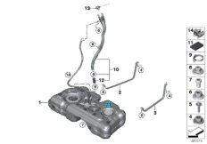 Топливный бак/дополнительные элементы для BMW F60 Cooper SD B47 (схема запасных частей)