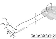 Топливопровод/ элементы крепления для BMW F55 Cooper D B37 (схема запасных частей)