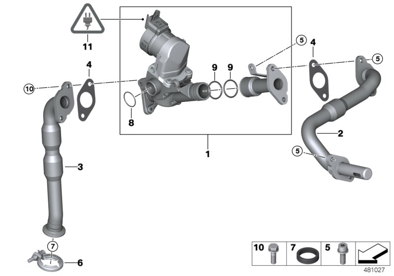 Система нейтрализации ОГ для BMW E90 320i N43 (схема запчастей)