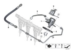 Насос высокого давления/трубопроводы для BMW F57 Cooper S B46 (схема запасных частей)